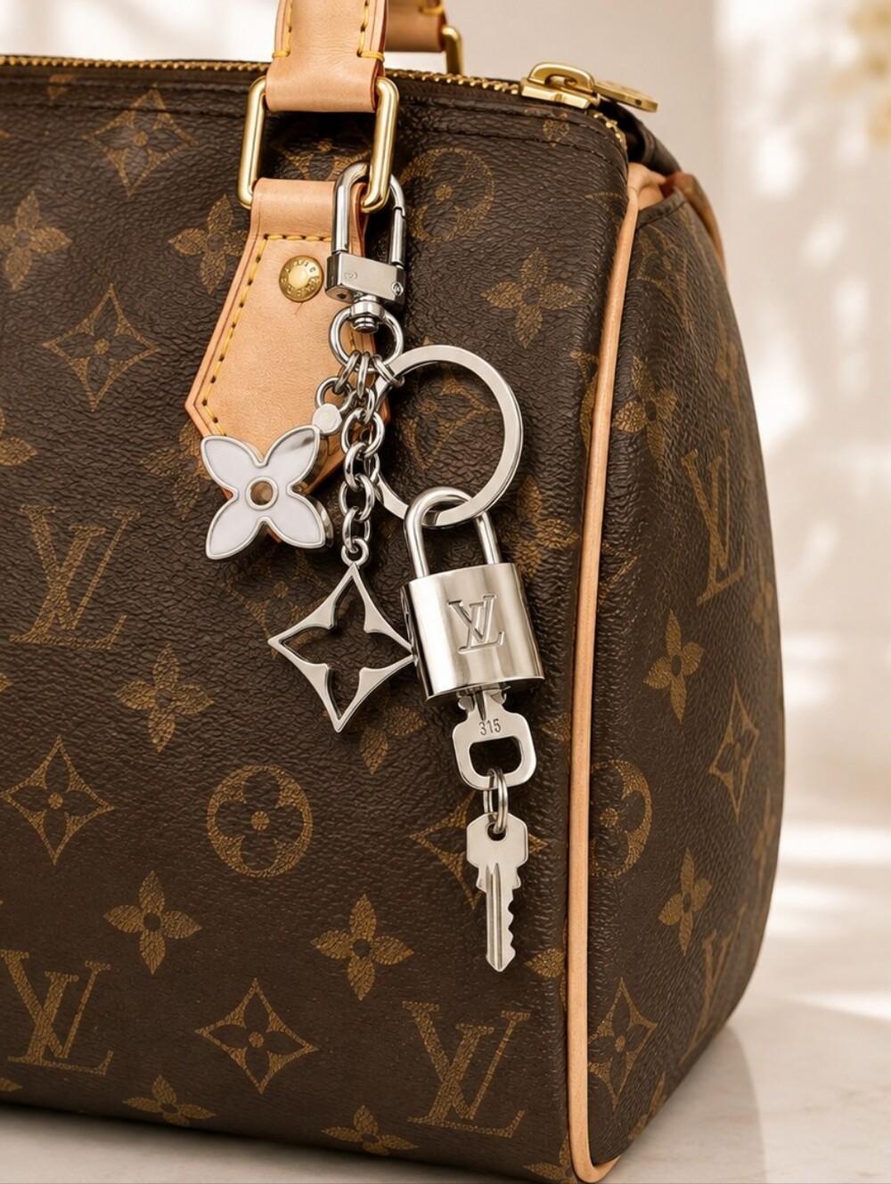 Authentic LV Gold Padlock 🔒 Unbranded Flower Charm for Louis Vuitton Bags